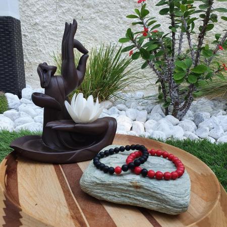 Bracelet Distance howlite rouge/agate noire