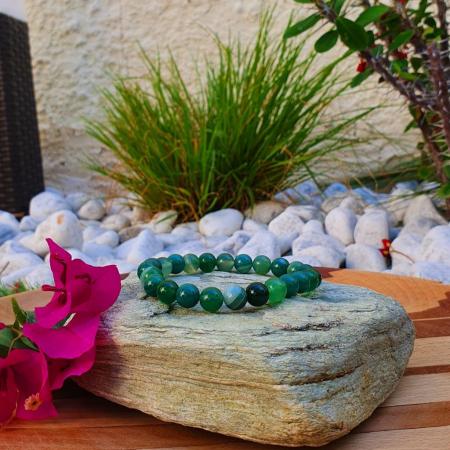 Bracelet Agate verte à bande 